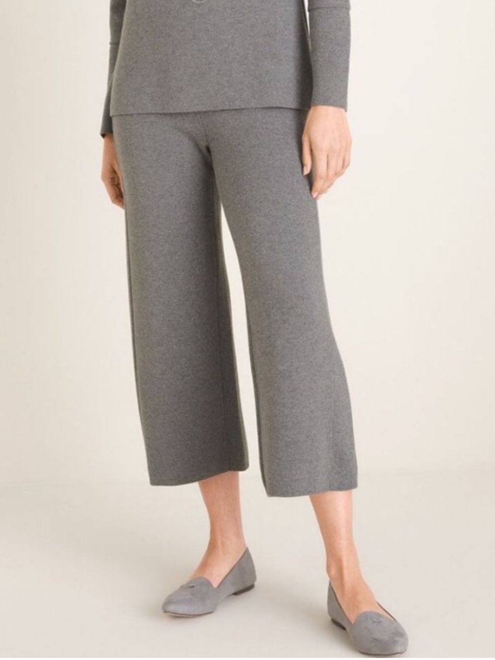 Chico's Zenergy Milano Trim Wide Leg Cropped Cashmere Blend Sweater Pants NWT